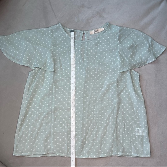 EUC Elodie size S cap sleeve light weight light green with white polka d… - Picture 2 of 7
